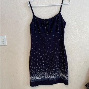 Chic Navy Blue Floral Mini Dress